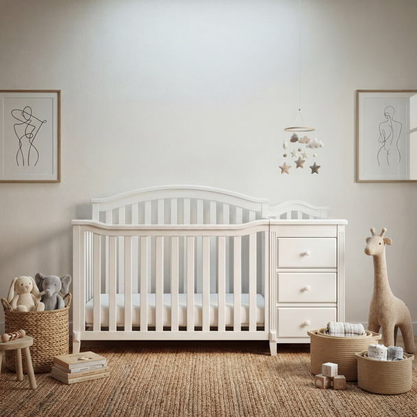 White 4-in-1 Convertible Crib and Changer