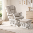 Beige glider chair with ottoman in a nursery setting