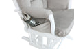 White rocking chair with gray cushion on a white background
