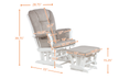 Glider chair with ottoman and measurements on a white background